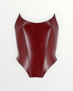<b>Red</b> Genuine Lambskin Leather Breathable Seamless Women <b>Corset</b> Shapewear Zipper Design Custom Color Sample Customization Service - Product Image 1