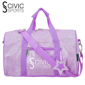 Bolso de viaje personalizado con purpurina para niñas, bolsa de baile con logotipo personalizado, Material de lona, diseño de purpurina arcoíris - Product Image 1