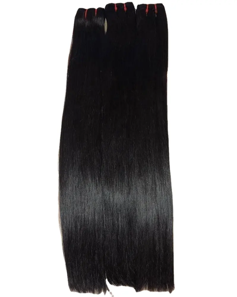 100% wig rambut mentah Vietnam tren panas rambut anyaman lurus tulang warna hitam alami tidak ada serat tanpa kusut
