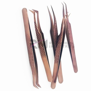 Pince à épiler de précision en acier inoxydable rose doré RMI, pointe lisse, longueur 10 mm, pour extension de cils - Product Image 4