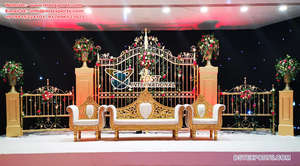 หรูหราดูครีมตกแต่งเวทีงานแต่งงานที่งดงามสีขาวเสร็จสิ้นการติดตั้งเวทีแต่งงานสีขาวเสร็จสิ้นการตกแต่งเวทีแต่งงานแกรนด์ - Product Image 6