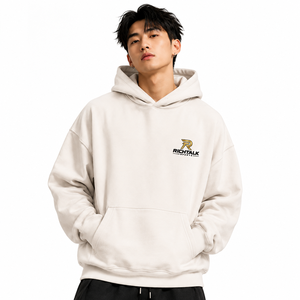 Sweat à capuche unisexe surdimensionné en molleton 100% coton, délavé à l'acide, avec logo brodé, séchage rapide, poches, style sportif décontracté, pour l'automne, 400 GSM - Product Image 1
