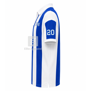 Polo rayé personnalisé Zeta Phi Beta Sorority avec logo brodé sur le devant, bleu et blanc, décontracté, manches courtes pour femme - Product Image 4