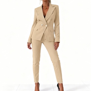 New style Slim Double-breasted Solid Color Suit <b>blazer</b> Pants Women's 2-piece <b>Set</b> new Fashion - Product Image 2