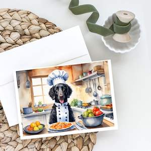 Whimsical A7 Tamaño 5x7 Tarjetas de nota en blanco Paquete de 8 tarjetas de felicitación Retriever the Chef con revestimiento rizado con sobres - Product Image 2