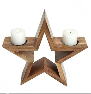 Juego de 3 Portavelas de Madera de Primera Calidad en Color Verde, Hechos a Mano, para Velas de Té, al Mejor Precio - Product Image 2