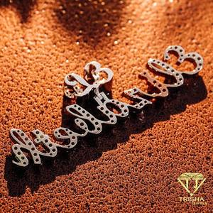 Premium Lab Grown Diamond Elizabeth Pendant Custom <b>Name</b> Cursive Design Luxury Sparkling Statement Jewelry For Wholesale Buyers - Product Image 4