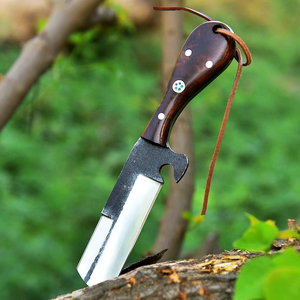 Cuchillo de Caza de Acero al Carbono con Mango de Madera Resistente, Cuchilla Fija Hecha a Mano, Borde Afilado, Uso Pesado - Product Image 1