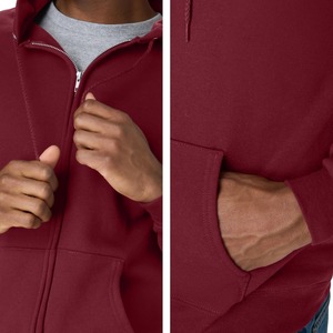 Sweat-shirt à capuche zippé pour homme, couleur turquoise, coupe classique, matière polaire décontractée, couleur unie, vêtement d'automne - Product Image 6
