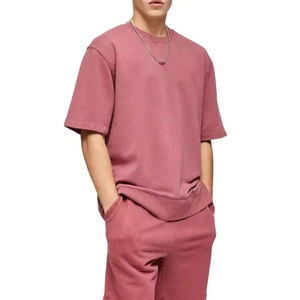 Ensemble T-shirt et short bleu oversize pour homme avec imprimé éclaboussures blanches – Style urbain décontracté pour l'entraînement et le fitness en extérieur - Product Image 1