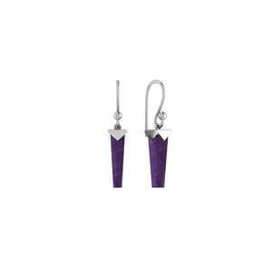 Premium High Finish 925 Sterling Silver Amethyst Pencil Shape <b>Dangle</b> <b>Earrings</b> Bezel Setting Trendy Wedding & Party Gift - Product Image 1