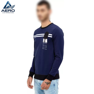 Prix d'usine, service OEM ODM, sweat-shirt imprimé personnalisé pour homme, molleton épais et chaud, col rond à rayures contrastées, pull-over - Product Image 3