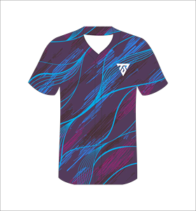 Maillot de baseball personnalisé pour homme, violet et bleu, imprimé par sublimation, col en V, manches courtes, polyester anti-humidité, coupe classique - Product Image 5