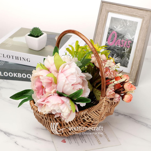 Panier à fleurs en osier, panier de jardin en saule tressé avec doublure en plastique et poignée, bac de rangement durable pour fruits et légumes - Product Image 4