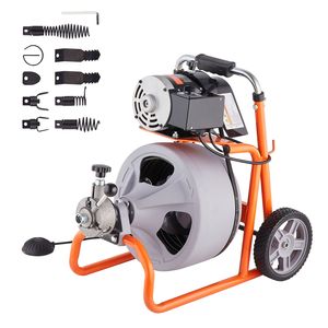 Macchina Portatile per la Pulizia degli Scarichi con Ruote a Spirale da 100FT x 3/8 Pollici, Alimentazione Automatica, 8 Tagli, per la Pulizia di Tubi e Fognature - Product Image 5