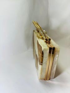 Sculpture de table en résine peinte à la main, motif feuille de marbre ivoire, éco-responsable, décoration intérieure, nature, luxe, avec poignée supérieure - Product Image 2