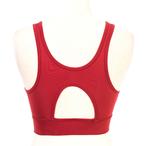 Women's <b>Red</b> Scoop Neck Sports Bra Medium Support Breathable Seamless Yoga <b>Top</b> Solid Color Non-Convertible Straps - Product Image 4