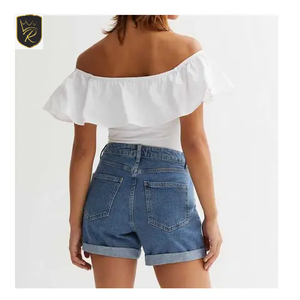 Shorts de Mezclilla para Mujer, Casuales, Elegantes, Transpirables, Ecológicos, Impermeables, Talla Grande, Cintura Alta, Vintage, con Botones, Lavado de Color, Premium - Product Image 4