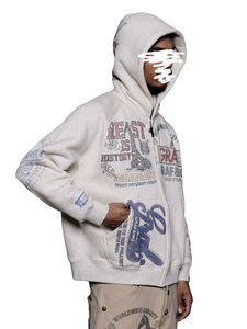 เสื้อฮู้ดสีขาวล้วน สีดำ สไตล์แร็ปเปอร์ ทรงพอดีตัว มีซิป สำหรับฤดูหนาว ผ้าฝ้าย 100% ทรงบ็อกซี่  รักษ์โลก ไม่มีป้าย  แบบต่อผ้า  น้ำหนักปานกลาง ราคาดี - Product Image 4