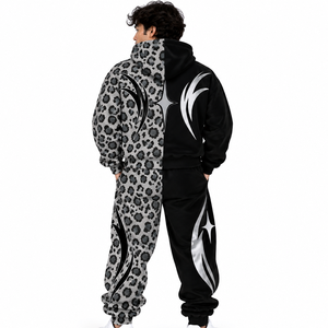 Conjunto de Chándal de Terciopelo con Diseño de Leopardo Personalizado para Hombre, Sudadera con Capucha y Cremallera con Estampado Animal, Pantalones Jogger, Ropa Urbana Casual Cálida de Forro Polar, Sudaderas OEM - Product Image 3