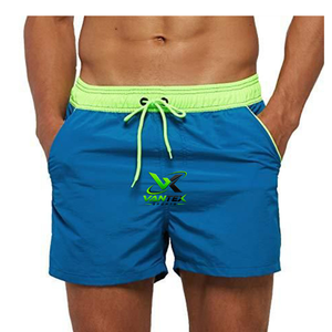 VANTEX SPORTS Pantalones Cortos de Playa Azules para Hombre con Cintura Verde Neón y Cordón Ajustable, Estampado por Sublimación Ecológico, de Secado Rápido, Casuales - Product Image 1