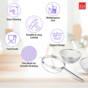 Multi-Purpose Stainless Steel IC Soup <b>Strainer</b> with Reinforce Mesh <b>Strainer</b> Handle Fine Mesh - Product Image 3