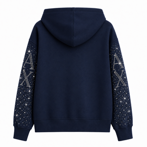 เสื้อสเวตเชิ้ตผู้ชายแบบซิปเต็มตัว ผ้าฟลีซหนานุ่ม กันหนาว ตกแต่งคริสตัลวิบวับ ระบายอากาศได้ดี ไม่เป็นขุย สไตล์สตรีทแวร์ - Product Image 6