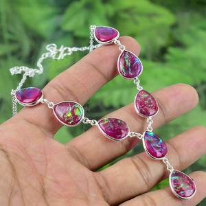 Collier en argent sterling 925 avec opale de feu rose, bijoux en pierres précieuses faits à la main, cadeau pour femmes, fiançailles, anniversaire, pendentif raffiné - Product Image 6