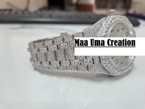 Reloj de Lujo con Diamantes de Moissanita VVS, Estilo Antiguo, con Correa de Acero Inoxidable, Esfera de Cristal, Personalizable en Varios Colores - Product Image 4