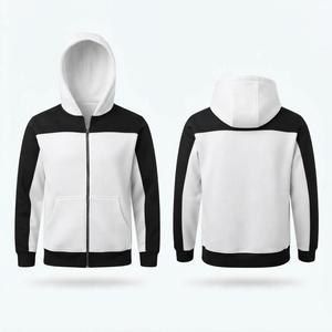 Sudadera con capucha y cremallera completa de diseño personalizado, 350GSM, forro polar térmico, con bloques de color, para hombre - Product Image 2