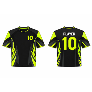T-shirt de football oversize personnalisé pour homme, noir et vert fluo, maillot de foot par sublimation, streetwear, tee-shirt athlétique - Product Image 1