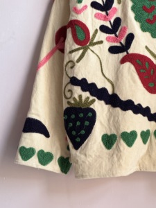 Cream <b>Corduroy</b> Embroidered Suzani <b>Jacket</b> | Folk Art Floral Quilted Bomber | Multi-Color Boho Suzani Style - Product Image 6