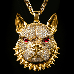 Collar con Colgante de Perro Estilo Hip Hop Chapado en Oro, con Micro Pavé de Circonia Cúbica, Joyería para Hombre - Product Image 2