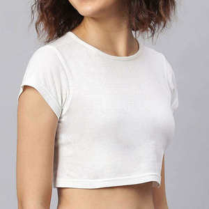 เสื้อครอปท็อปผู้หญิงพรีเมียม สไตล์ลำลองสำหรับฤดูร้อน ผ้าฝ้าย คอทรงโอ ระบายอากาศได้ดี แฟชั่นทันสมัย พร้อมบริการผลิตแบบ OEM ตามสั่ง - Product Image 6