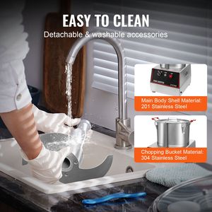 Robot da Cucina in Acciaio Inox di Grado Alimentare da 750W con Ciotola da 7 Quarti, Tritatutto per Verdure con 2 Lame a S Extra per Uso Domestico - Product Image 6