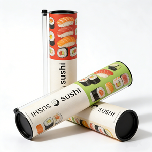 2026 New Arrival Eco-Friendly Disposable Sushi Push for Tube Container with Soy Sauce Bottles Sushi Rolls Paper Tube Packaging - Product Image 3