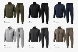 Men Solid Color Tracksuit Full Sleeve Stand Collar Casual Zipper Front Breathable <b>Polyester</b> Autumn Wear Regular Fit <b>Jogger</b> Set - Product Image 6