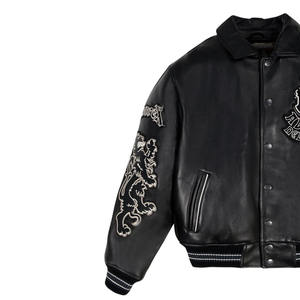 Meilleur prix - Veste en cuir Avirex pour homme - Veste d'hiver haut de gamme - Cuir véritable - Coupe-vent - Imperméable - Teinture unie - Toutes les tailles disponibles - Product Image 3