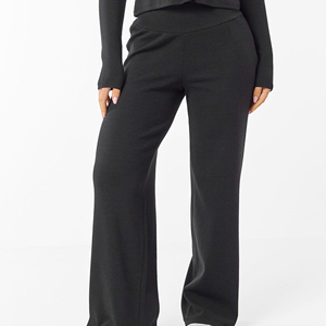 Pantalon de jogging décontracté taille haute pour femme, coupe ample, jambe droite, drapé, avec taille élastique et cordon de serrage, couleur unie, idéal pour le yoga - Product Image 6