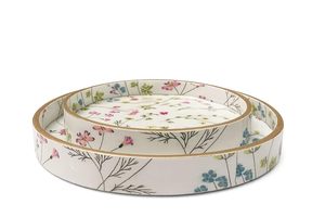 Floral Printed Sticker Mango Wood Stylish Round Snack and Dinner Serving <b>Breakfast</b> <b>Trays</b> At Best and Lowest Price for Home Usage - Product Image 4