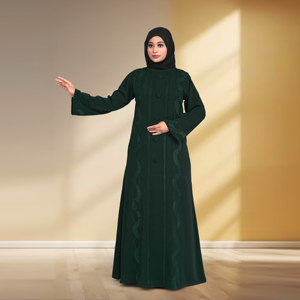 Abaya Nida con Detalles de Cristales Swarovski, Panel Frontal con Botones, Manga Larga, Largo hasta el Suelo, Vestido Islámico para Mujer, Ropa para Eventos - Product Image 3