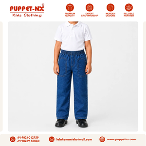 Pantalones Escolares de Mezclilla Azul para Niños al Mejor Precio, Cintura Elástica, Pierna Ancha, Uniformes Escolares, Embalaje para Exportación - Product Image 3
