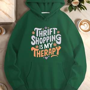 Women's Casual Hooded Knitted Printed 100% <b>Polyester</b> <b>Hoodies</b> - Product Image 2