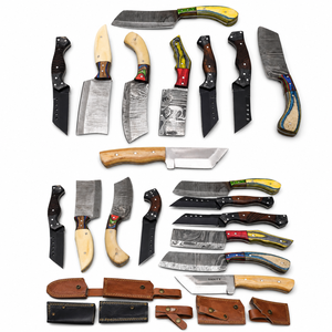 Jexmoo Custom Handmade Damascus Steel Chef Cleaver Knife With Colourful Wood Handle For Kitchen And <b>Camping</b> Use - Product Image 3