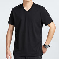 T-shirt en coton et élasthanne de haute qualité, tendance, col en V, broderie de logo personnalisée, design vierge, 180g, manches courtes décontractées, nouvelle collection