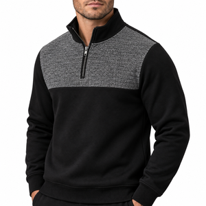 Sweat-shirt polaire pour homme à col zippé, col montant, manches longues - Product Image 1