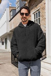 Men's Sherpa Fleece <b>Hoodie</b> Winter Warm <b>Teddy</b> Pullover Sweatshirt Custom Men's <b>Teddy</b> Fleece <b>Hoodie</b> Oversized Sherpa Sweatshirt - Product Image 2