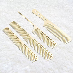 Peignes à cheveux 4 pièces - Ensemble de peignes en métal professionnels pour barbier, en acier inoxydable de haute qualité, pour le démêlage et la coupe fine - Product Image 1