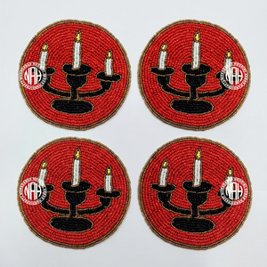 Sous-verres perlés gothiques, lot de 4, ronds, rouges et noirs, pour boissons, mugs, décoration de table pour Halloween, bar, café - Product Image 2