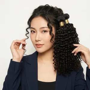 Natural Black Deep Curly Human Hair Weave Bundle Virgin Remy Hair Extensions Weft - Product Image 6